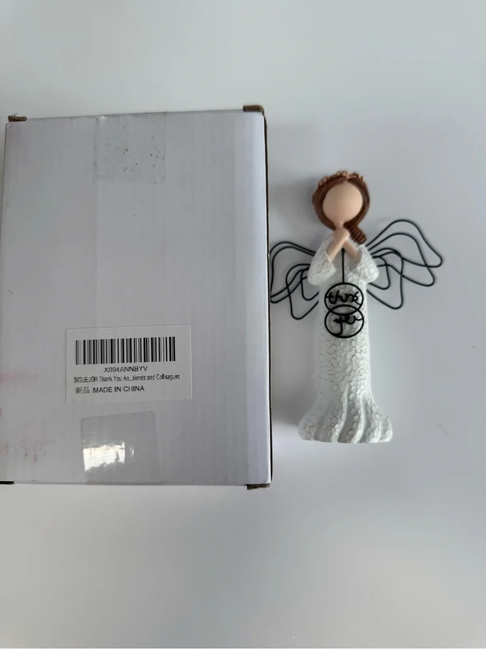 White Angel Figurine with 'Thank You' Sign - Decorative Home Party Accent 5’ in